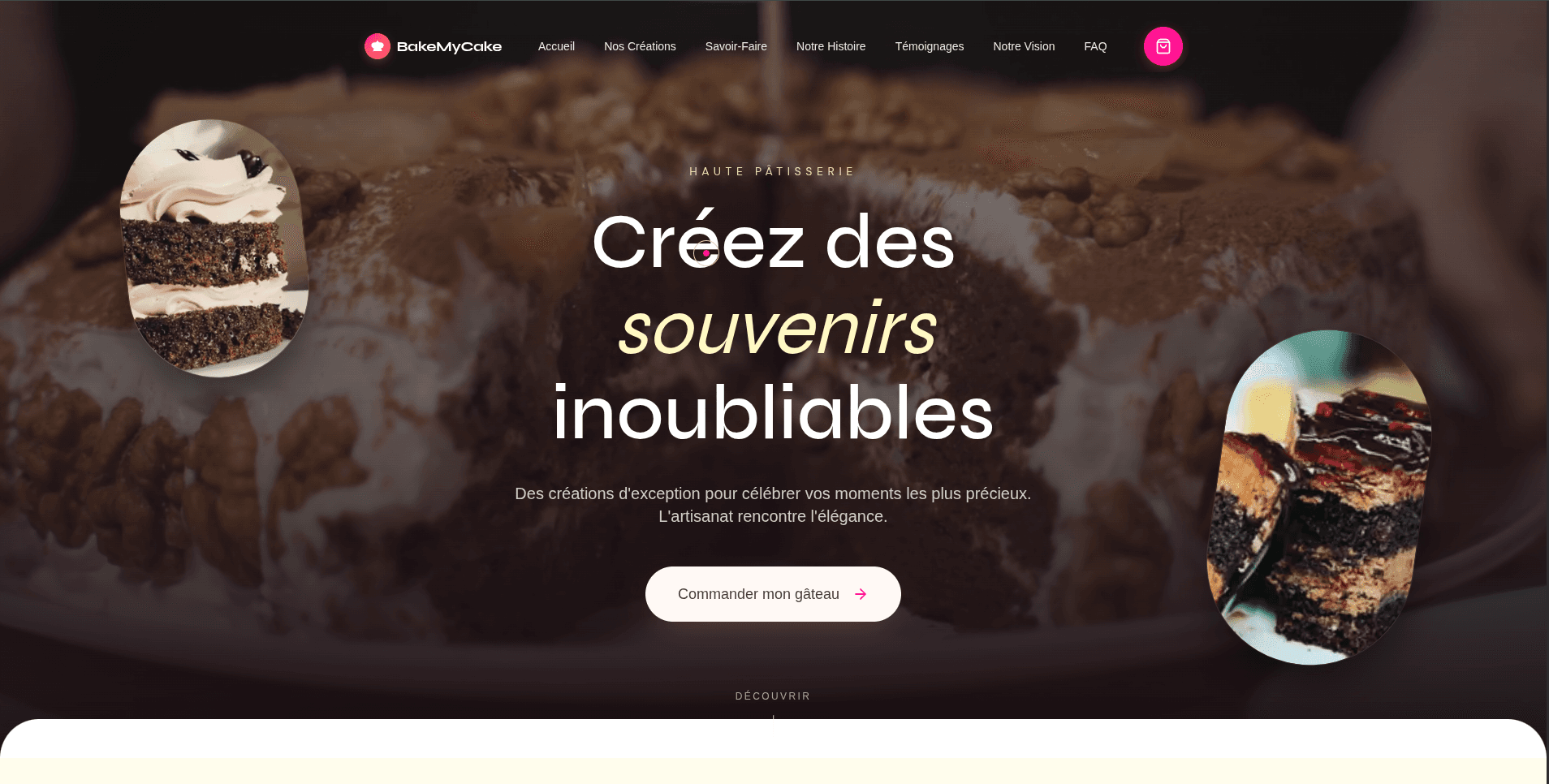 BakeMyCake, Site vitrine